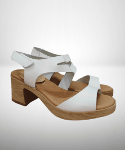 BASTON SANDALIA PIEL TACON CIERRE VELCRO BLANCO