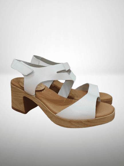 BASTON SANDALIA PIEL TACON CIERRE VELCRO BLANCO