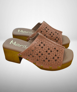 DALLAS ZUECO PIEL CALADO CORAL