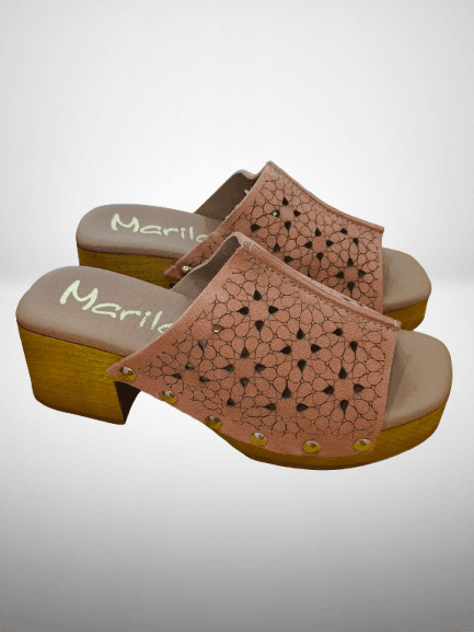 DALLAS ZUECO PIEL CALADO CORAL