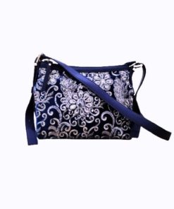 BOLSO CUADRADO TERCIOPELO AZUL BORDADO