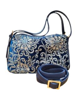 BOLSO MEDIANO TERCIOPELO BORDADO DOBLE ASA
