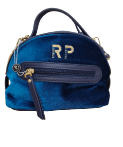 BOLSO DE MANO TERCIOPELO AZUL BORDADO - Imagen 3
