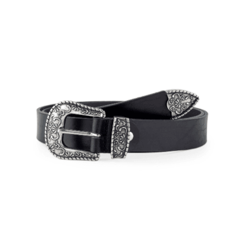 Cinturón Piel Postiguet Estilo Cowboy 30 mm NEGRO Calzados Quesada (SKU 10385)