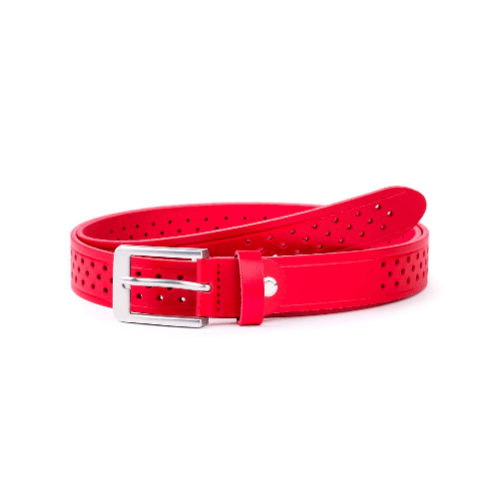 Cinturón Piel ROJO Ambolo Picado 25 mm Calzados Quesada (SKU 10376)