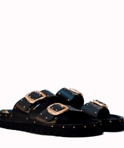 SANDALIA 2 TIRAS TACHUELAS NEGRA Calzados Quesada (SKU 10116)